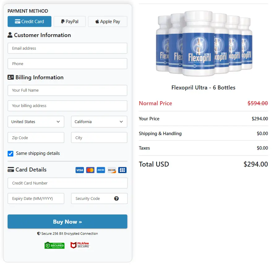 Flexopril Ultra™ Checkout Page
